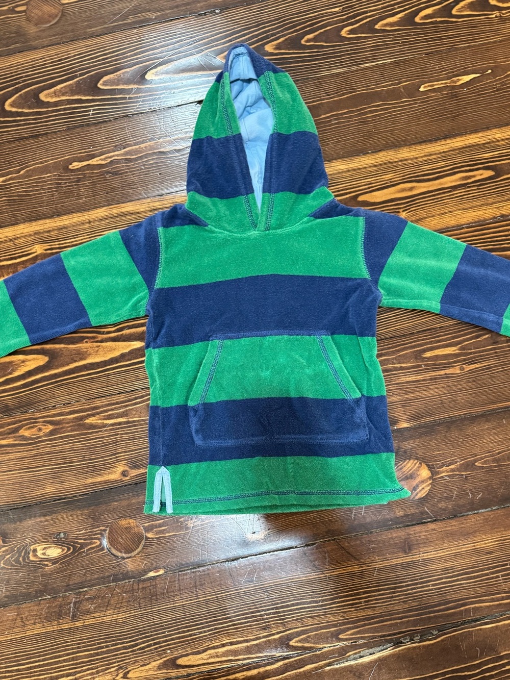 Boden Hooded Stripe Toweling Coverup - Green & Blue